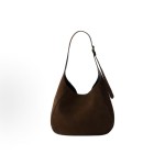 PRADA, a medium-sized women\'s single-shoulder bag with a magnetic clasp and a triangular logo on the front, in cocoa color